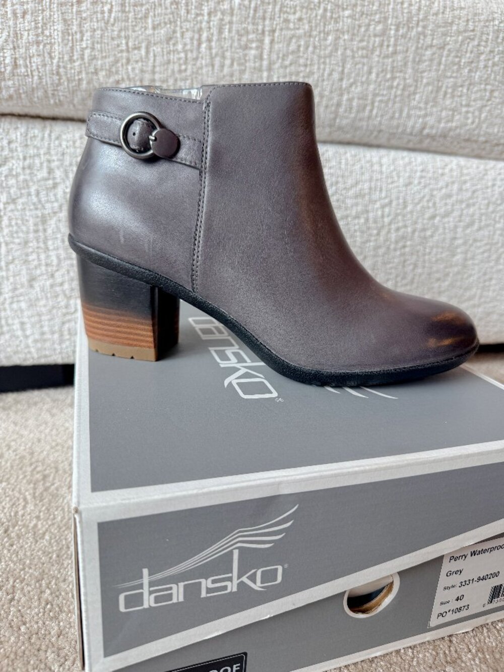 Dansko Perry Waterproof Burnished Ankle Booties Grey EU Size 40